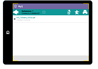 MyQ - Интерфейс управления заданиями пользователя, доступен выбор заданий для работы с возможностью печати, удаления и добавления в избранное. (МФУ HP FutureSmart3 с интегрированным UI)